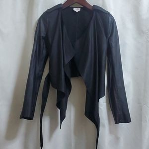 TODAY🔴PARKER LEATHER SLEEVES DRAPE FRONT JACKET S
